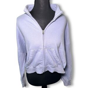 Hollister Purple Cropped Long Sleeve Hoodie
